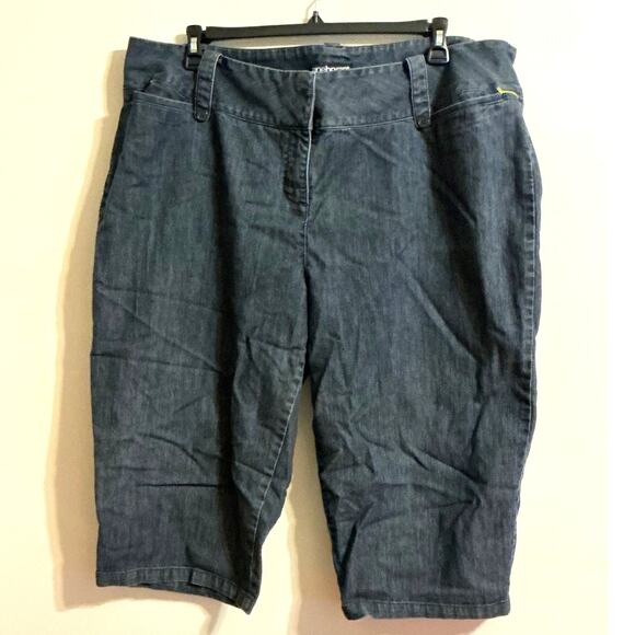 Lane Bryant Venezia Blue Jeans Women Sz 24 Short Wide Legged Dark Wash Stretch - Picture 1 of 11